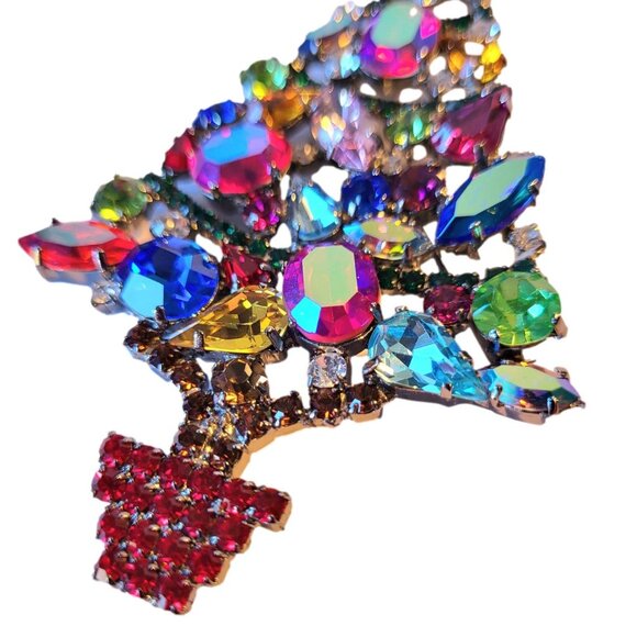 Nicky Butler Vintage England Christmas Tree Brooch Pin Crystal Rhinestone Rare - Picture 9 of 15